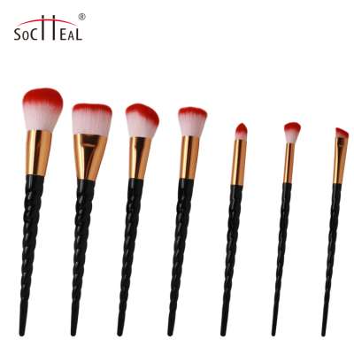 Hot Products Black Fine Spiral Handle Makeup Brush Set 7 Pack