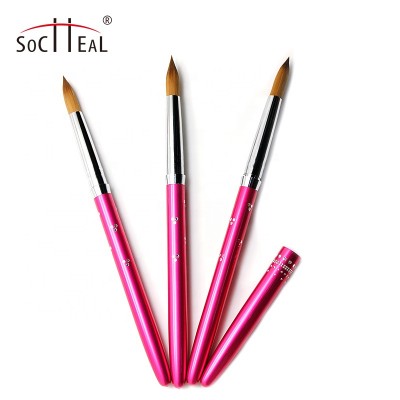 2020 pink metal handle kolinsky acrylic nail brush